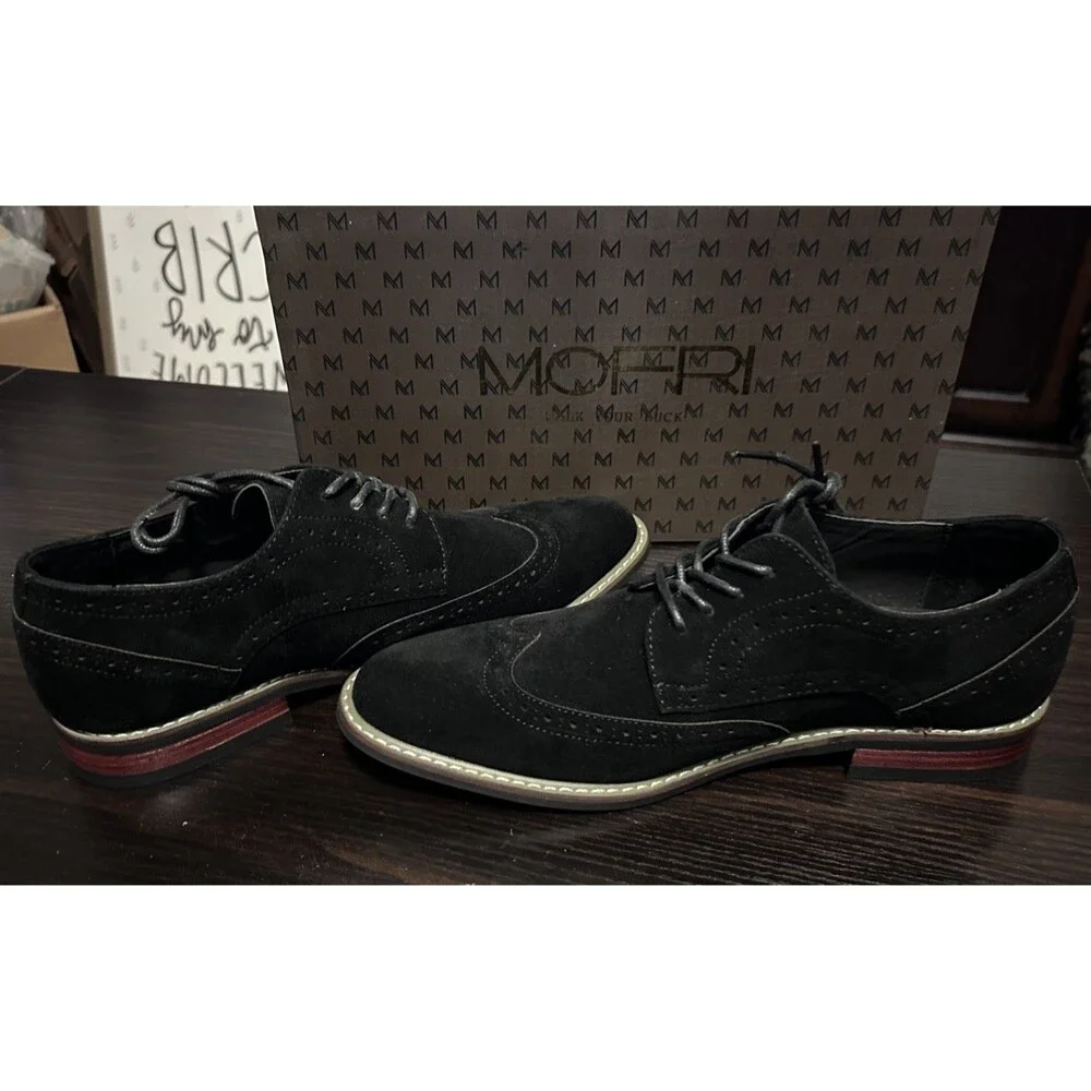 Mofri Oxford Dress Shoes Men’s Size 7.5 Black Suede Lace Up Formal Sleek